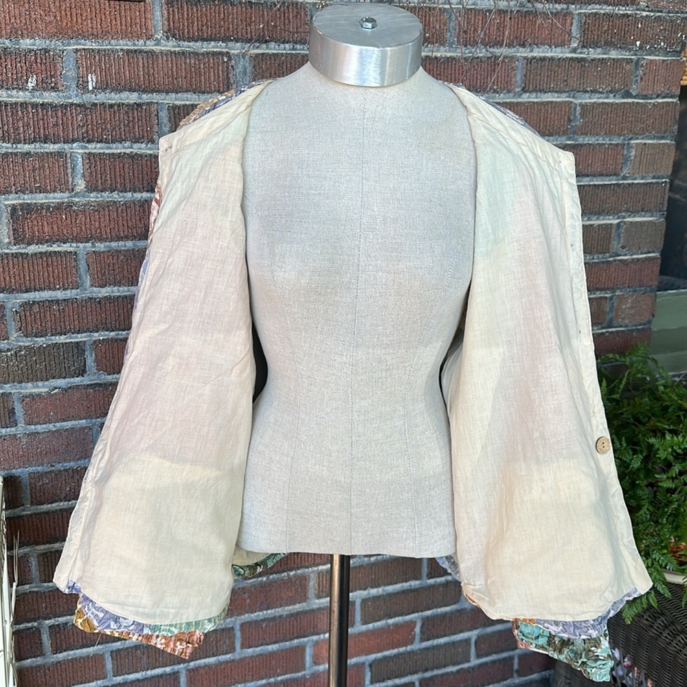 Sacred Threads Quilted Patchwork Boho Jacket/Blue… - image 7